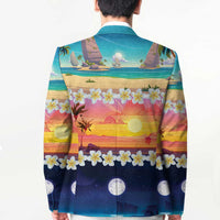 Hawaii Beach Landscape Time-Lapse Blazer Tropical Plumeria Flowers - Polynesian Pride