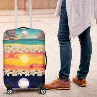 Hawaii Beach Landscape Time-Lapse Luggage Cover Tropical Plumeria Flowers - Polynesian Pride