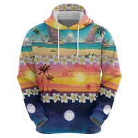 Hawaii Beach Landscape Time-Lapse Zip Hoodie Tropical Plumeria Flowers - Polynesian Pride