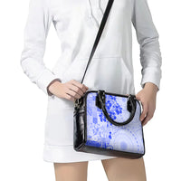Fiji Masi With Hibiscus Tapa Tribal Shoulder Handbag Blue Pastel LT01 - Polynesian Pride