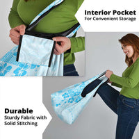 Fiji Masi With Hibiscus Tapa Tribal Grocery Bag Sky Blue Pastel