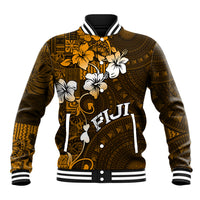 Fiji Masi With Hibiscus Tapa Tribal Baseball Jacket Gold Version LT01 Unisex Gold - Polynesian Pride