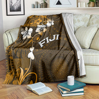 Fiji Masi With Hibiscus Tapa Tribal Blanket Gold Version LT01 - Polynesian Pride