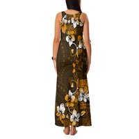Fiji Masi With Hibiscus Tapa Tribal Family Matching Tank Maxi Dress and Hawaiian Shirt Gold Version LT01 - Polynesian Pride