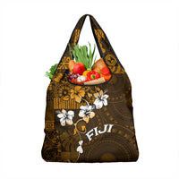Fiji Masi With Hibiscus Tapa Tribal Grocery Bag Gold Version