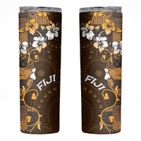 Fiji Masi Skinny Tumbler Fijian Hibiscus Tapa Gold Version