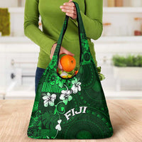 Fiji Masi Grocery Bag Fijian Hibiscus Tapa Green Version