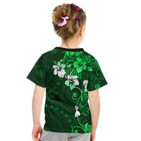 Fiji Masi Kid T Shirt Fijian Hibiscus Tapa Green Version LT01 - Polynesian Pride