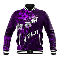 Fiji Masi Baseball Jacket Fijian Hibiscus Tapa Purple Version LT01 Unisex Purple - Polynesian Pride