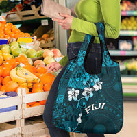 Fiji Masi Grocery Bag Fijian Hibiscus Tapa Sky Blue Version