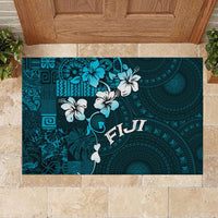 Fiji Masi Rubber Doormat Fijian Hibiscus Tapa Sky Blue Version LT01 - Polynesian Pride