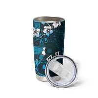 Fiji Masi Tumbler Cup Fijian Hibiscus Tapa Sky Blue Version LT01 - Polynesian Pride