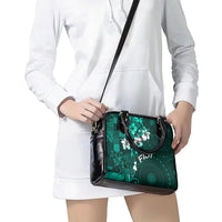 Fiji Masi Shoulder Handbag Fijian Hibiscus Tapa Turquoise Version LT01 - Polynesian Pride
