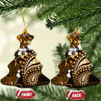Fiji Masi Paisley With Hibiscus Tapa Ceramic Ornament Gold Version LT01 Christmas Tree Gold - Polynesian Pride