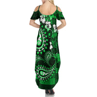Fiji Masi Paisley With Hibiscus Tapa Family Matching Summer Maxi Dress and Hawaiian Shirt Green Version LT01 - Polynesian Pride