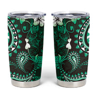 Fiji Masi Paisley With Hibiscus Tapa Tumbler Cup Green Version