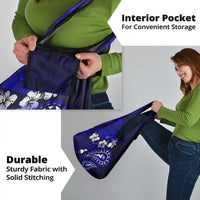 Fiji Masi Paisley With Hibiscus Tapa Grocery Bag Navy Blue Version