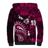 Fiji Masi Paisley With Hibiscus Tapa Sherpa Hoodie Pink Version LT01 - Polynesian Pride