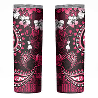 Fiji Masi Paisley With Hibiscus Tapa Skinny Tumbler Pink Version