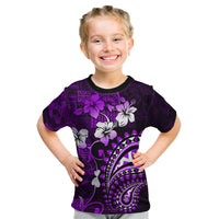 Fiji Masi Paisley Kid T Shirt Fijian Hibiscus Tapa Purple Version LT01 Purple - Polynesian Pride