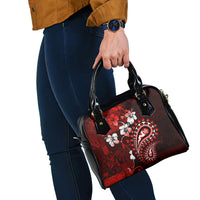 Fiji Masi Paisley Shoulder Handbag Fijian Hibiscus Tapa Red Version LT01 - Polynesian Pride