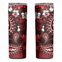 Fiji Masi Paisley Skinny Tumbler Fijian Hibiscus Tapa Red Version