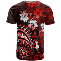 Fiji Masi Paisley T Shirt Fijian Hibiscus Tapa Red Version LT01 - Polynesian Pride