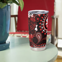 Fiji Masi Paisley Tumbler Cup Fijian Hibiscus Tapa Red Version