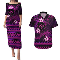 FSM Kosrae State Couples Matching Puletasi and Hawaiian Shirt Tribal Pattern Pink Version LT01 Pink - Polynesian Pride
