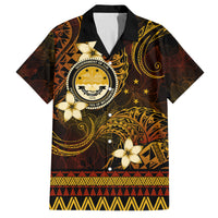 FSM Culture Day Family Matching Off Shoulder Short Dress and Hawaiian Shirt Tribal Pattern Gold Version LT01 Dad's Shirt - Short Sleeve Gold - Polynesian Pride