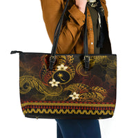 FSM Chuuk State Leather Tote Bag Tribal Pattern Gold Version LT01 - Polynesian Pride