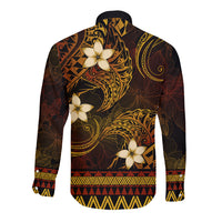 FSM Pohnpei State Long Sleeve Button Shirt Tribal Pattern Gold Version LT01 - Polynesian Pride