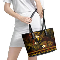 FSM Yap State Leather Tote Bag Tribal Pattern Gold Version LT01 - Polynesian Pride