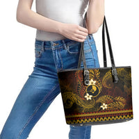 FSM Yap State Leather Tote Bag Tribal Pattern Gold Version LT01 - Polynesian Pride
