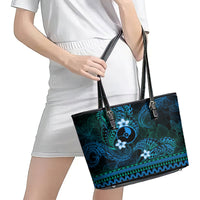 FSM Yap State Leather Tote Bag Tribal Pattern Ocean Version LT01 - Polynesian Pride