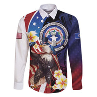 Personalized Northern Mariana Islands 4th of July Family Matching Mermaid Dress and Hawaiian Shirt Plumeria USA Eagle LT01 Dad's Shirt - Long Sleeve Multicolor - Polynesian Pride