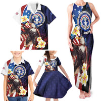 Personalized Northern Mariana Islands 4th of July Family Matching Tank Maxi Dress and Hawaiian Shirt Plumeria USA Eagle LT01 - Polynesian Pride
