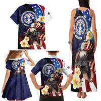 Personalized Northern Mariana Islands 4th of July Family Matching Tank Maxi Dress and Hawaiian Shirt Plumeria USA Eagle LT01 - Polynesian Pride