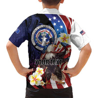 Personalized Northern Mariana Islands 4th of July Kid Hawaiian Shirt Plumeria USA Eagle