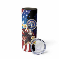 Personalized Northern Mariana Islands 4th of July Skinny Tumbler Plumeria USA Eagle