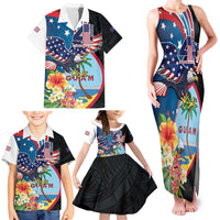 Personalized Guam Fourth of July Family Matching Tank Maxi Dress and Hawaiian Shirt Tropical Flowers LT01 - Polynesian Pride