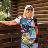 Personalized Guam Fourth of July Women Polo Shirt Tropical Flowers LT01 - Polynesian Pride
