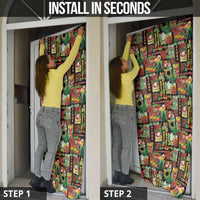 Hawaiian Santa Christmas Pattern Door Cover Black Version - Polynesian Pride