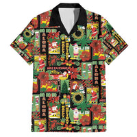 Hawaiian Santa Christmas Pattern Family Matching Tank Maxi Dress and Hawaiian Shirt Black Version - Polynesian Pride