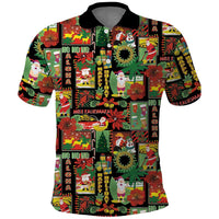 Hawaiian Santa Christmas Pattern Polo Shirt Black Version - Polynesian Pride