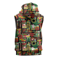 Hawaiian Santa Christmas Pattern Sleeveless Zip Hoodie Black Version - Polynesian Pride