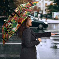 Hawaiian Santa Christmas Pattern Umbrella Black Version - Polynesian Pride