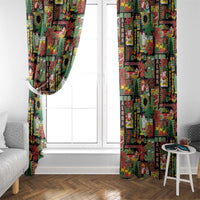 Hawaiian Santa Christmas Pattern Window Curtain Black Version - Polynesian Pride