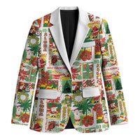 Hawaiian Santa Christmas Pattern Blazer White Version - Polynesian Pride