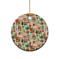 Hawaiian Santa Christmas Pattern Ceramic Ornament White Version - Polynesian Pride